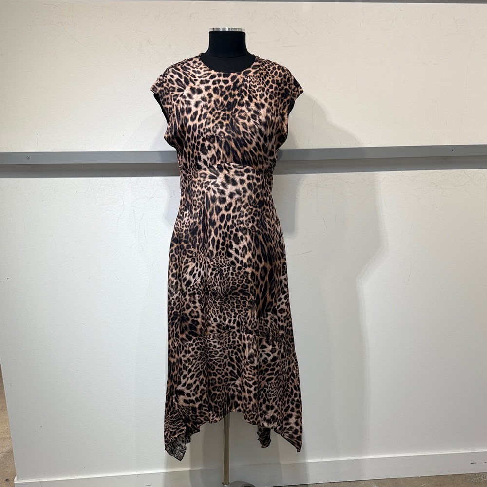 All Saints Asymmetrical Leopard Print Dress
